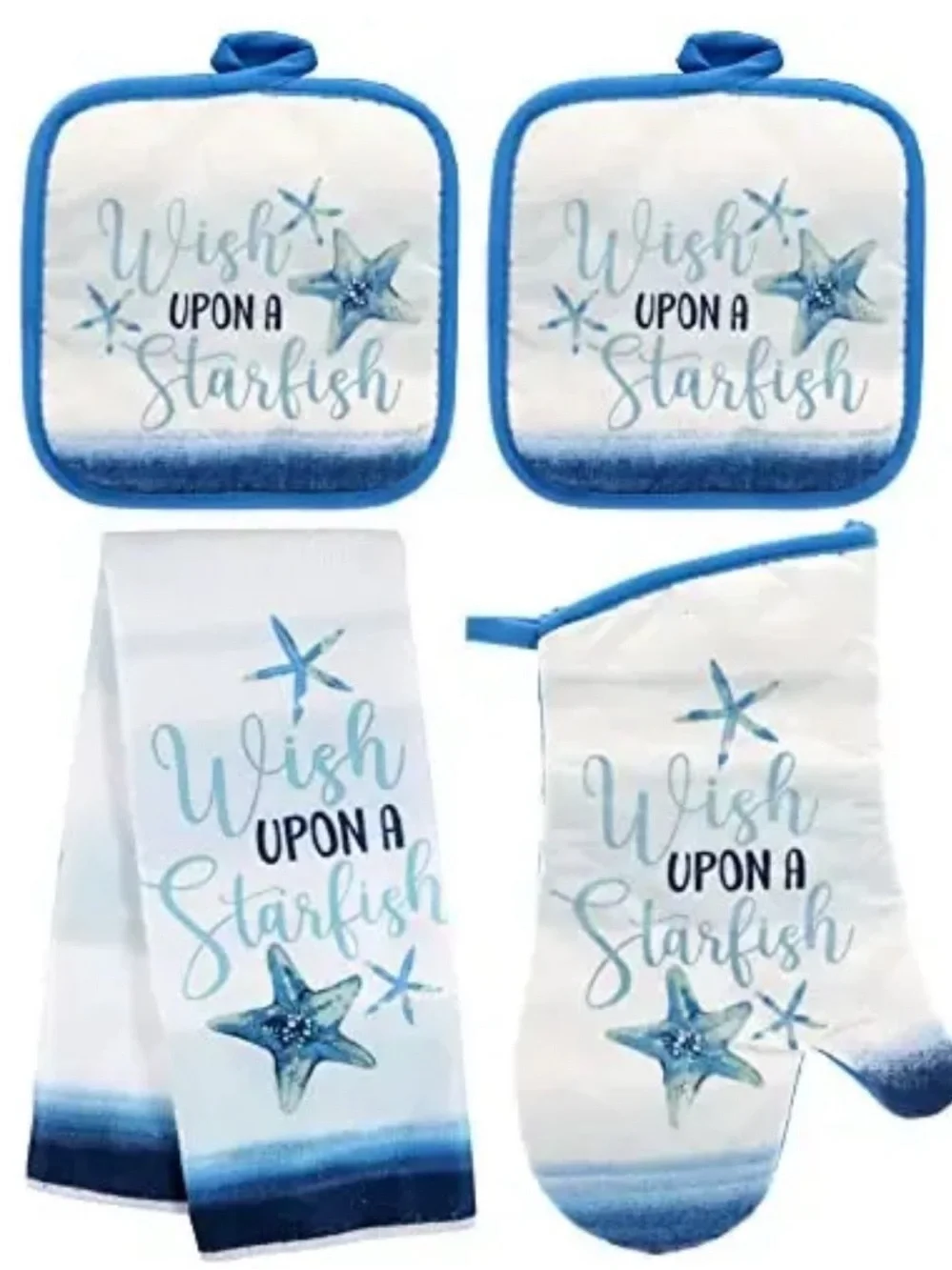Coastal 'Wish Upon A Starfish' Kitchen Set - Blue